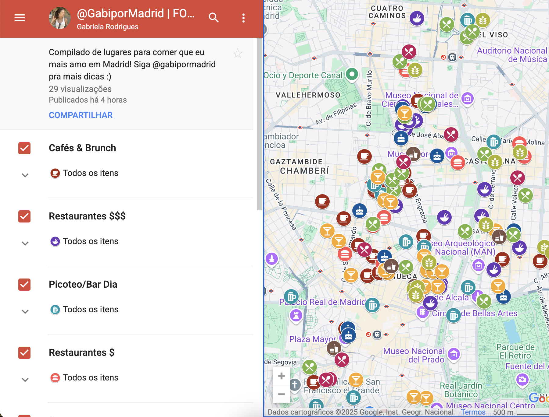 Mapa com 150 restaurantes